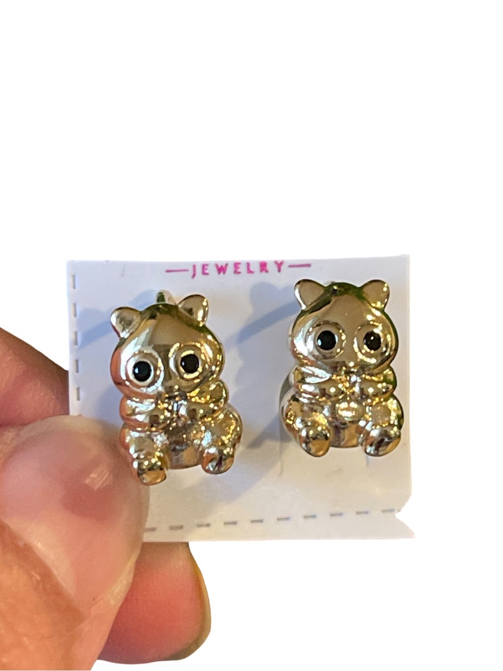 Gold Tone Teddy Huggies Earrings
